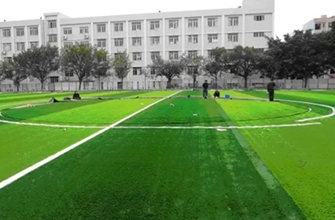 足球场人造草坪镶嵌白草